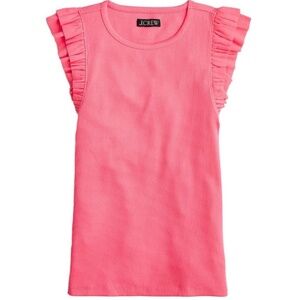 J.Crew Vintage Rib Ruffle-Sleeve Shirt in Tea Rose